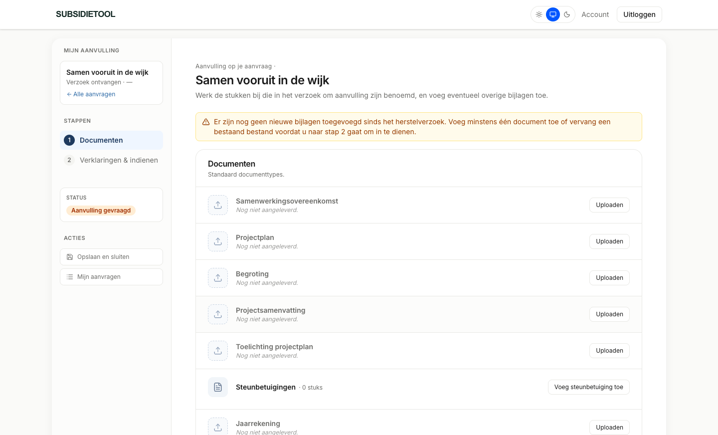 Bekijk de aanvulstap — vervolgstap in OpenLocal