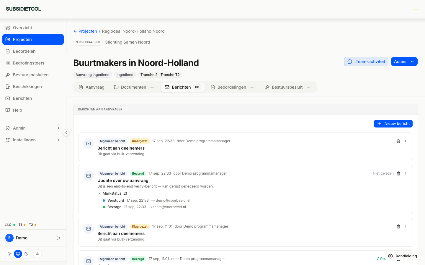 Bekijk de mailstatus — vervolgstap in OpenLocal
