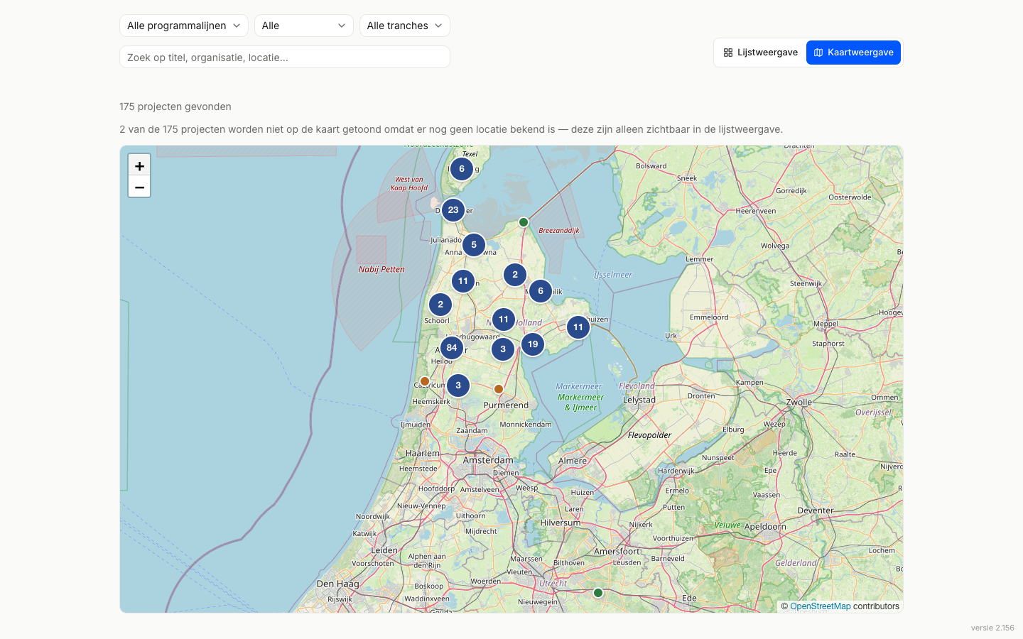 Van beschikking naar zichtbare initiatieven en energie in de regio. — scherm uit de werkende OpenLocal-omgeving met demogegevens